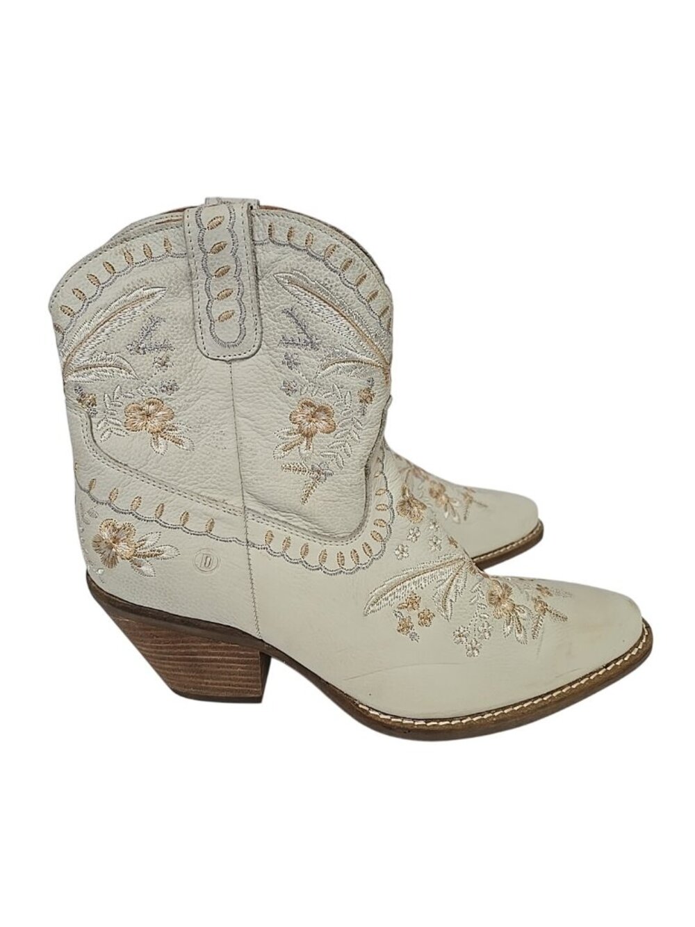 Dingo Women's Primrose Snip Toe Western Ankle Boots DI748 White-Floral Size 11M - Picture 2 of 9